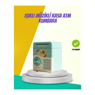 ATM Görünümlü Su Yeşili Otomatik Para Çeken Şifreli Kumbara