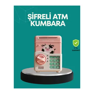 Pembe ATM Kasa Görünümlü Elektronik Şifreli Çocuk Kumbarası