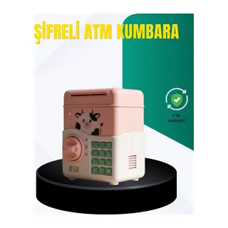 Pembe Şifreli Eğitici ATM Kasa Çocuk Kumbarası