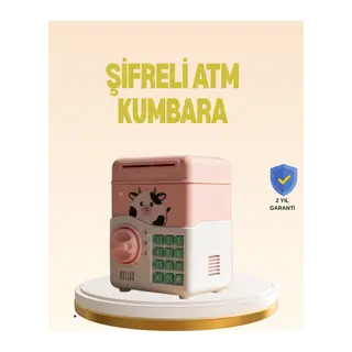 Çocuklar İçin Pembe ATM Görünümlü Elektronik Kumbara