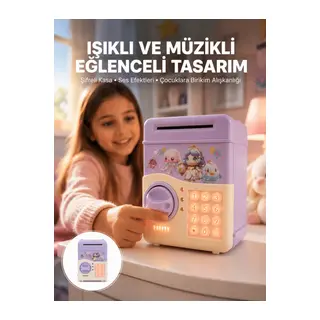 Mor Otomatik Para Girişli Elektronik Şifreli Kumbara