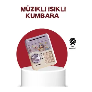 ATM Tasarımlı Şifreli Işıklı Çocuk Kumbarası Mor