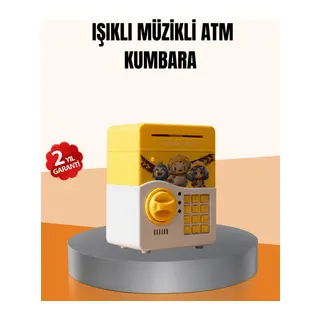 ATM Tasarımlı Sarı Işıklı Sesli Elektronik Kumbara
