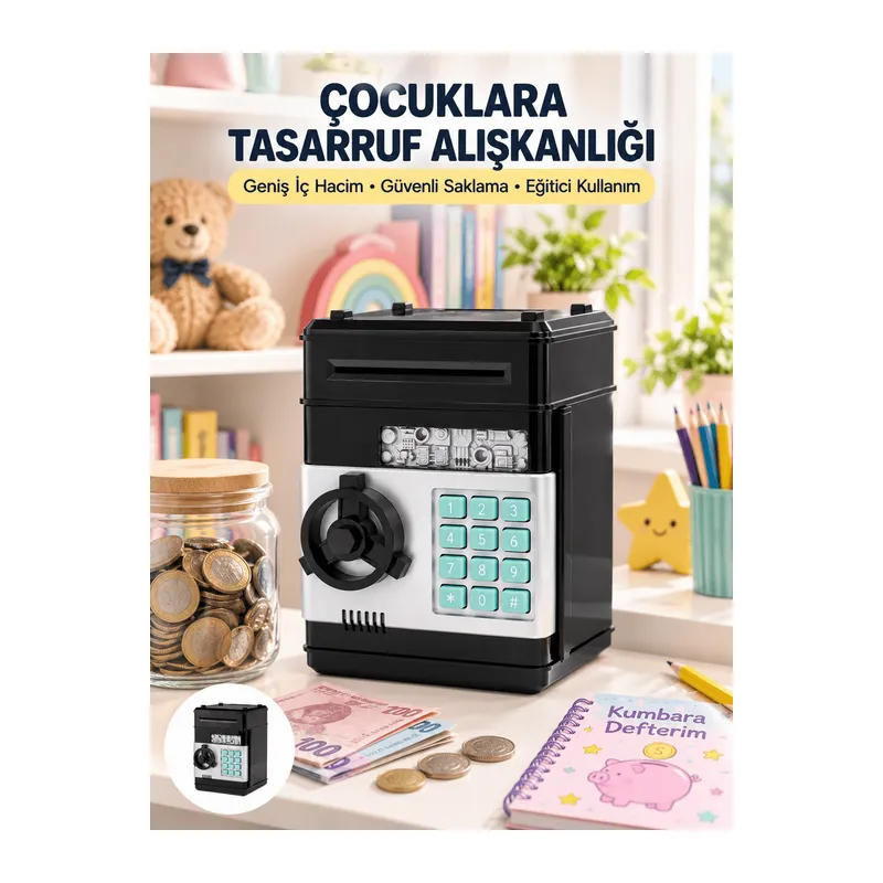 Otomatik Para Çeken Şifreli ATM Tasarımlı Kumbara