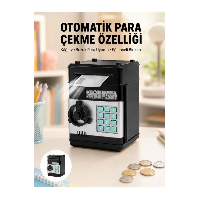 Para Kasası Görünümlü Elektronik Şifreli Kumbara