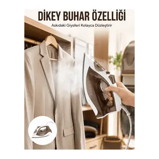 Kahverengi Buharlı Ütü 2200W Sürekli Buhar 120 g Şok Buhar