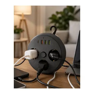 Ev Ofis İçin Çoklu Priz 3 Priz 3 USB Type C Güvenli Enerji Yönetimi