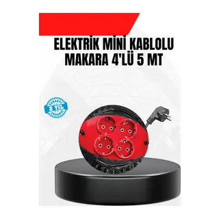 Ev ve Ofis İçin 5 Metre Kablolu 4 Priz Makarası