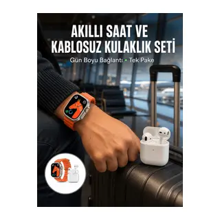 Watch 9 Max Akıllı Saat Seti 2 Kordonlu Kablosuz Kulaklık Hediyeli Yeni Nesil