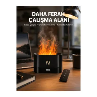 Aromatik Oda Kokusu Difüzörü Alev Tasarımlı LED Işıklı Nemlendirici Yeni Nesil