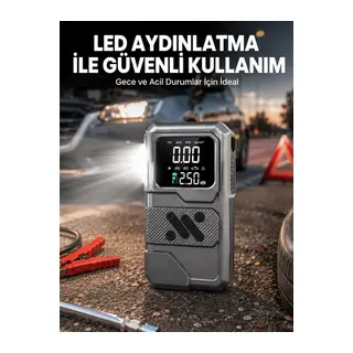 Çok Fonksiyonlu Akü Takviye ve Taşınabilir Hava Kompresörü