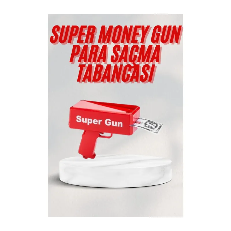 Kırmızı Parti Oyuncağı Para Saçma Fırlatma Tabancası Makinesi Super Money