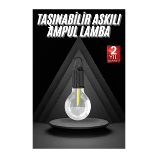 3 Farklı Mod LED'li Şarjlı Asma Kancalı Kamp Lambası Taşınabilir Ampul