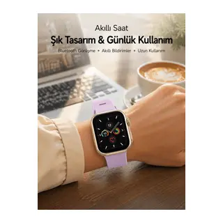 Bluetooth Telefon Görüşmesi, Nabız Ölçümü ve Uyku Takibi Özellikli Akıllı Saat