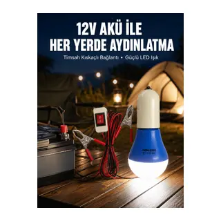 12V LED Ampul Timsah Kıskaçlı Taşınabilir Aydınlatma