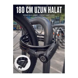 Motosiklet, Bisiklet ve Elektrikli Scooter İçin Ağır Hizmet Tipi Çelik Halat Kilidi