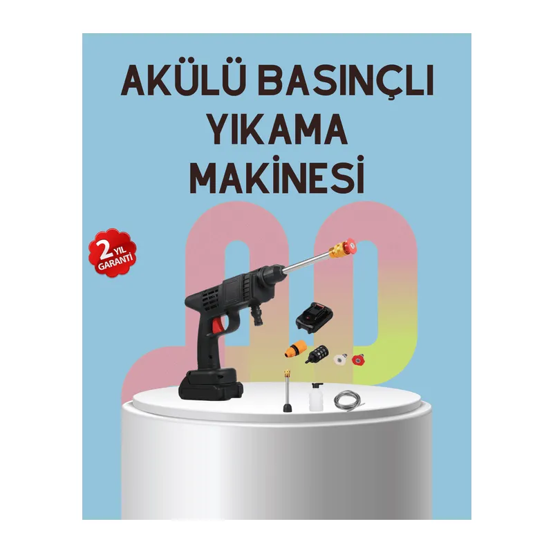 Yüksek Basınçlı Şarjlı Yıkama Tabancası Su Tabancası Hortumlu