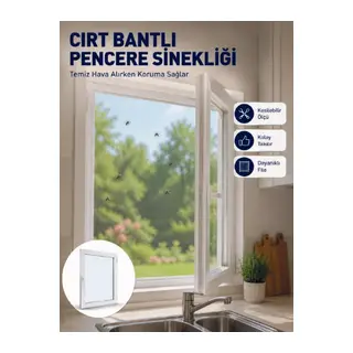 Şeffaf File Yapılı Cırt Bantlı Pencere Sinekliği Pratik Kullanım