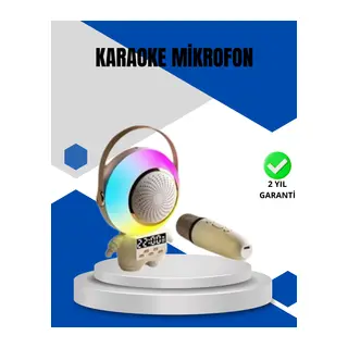 Kablosuz Mikrofonlu Astronot Tasarım Bluetooth Speaker Karaoke