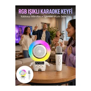 Karaoke Özellikli Astronot Bluetooth Hoparlör Kablosuz Mikrofonlu