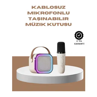 Bluetooth Karaoke Mikrofon ve Hoparlör Seti Taşınabilir