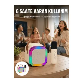 Taşınabilir Karaoke Mikrofon Seti Bluetooth Hoparlörlü Yeni Nesil