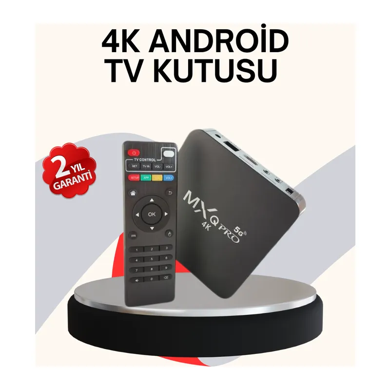 4K Android TV Box – Akıllı Medya Oynatıcı, 2GB RAM, 16GB Hafıza, Wi-Fi Destekli