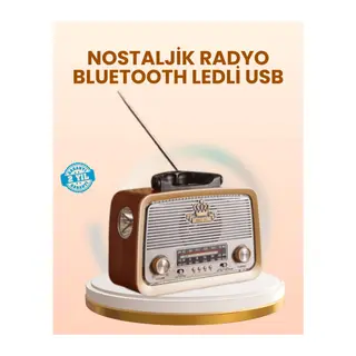 Eskitme Tasarımlı Ahşap Bluetooth Radyo LED Aydınlatmalı