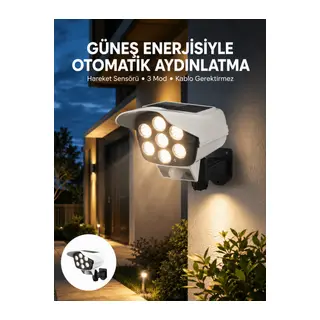 Uzaktan Kumandalı Güneş Enerjili LED Güvenlik Lambası Kamera Tipi Hareket Sensörlü Yeni Nesil