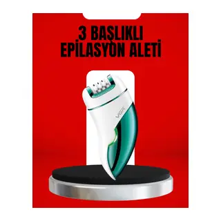 3'ü 1 Arada Epilatör Su Geçirmez Metal Başlıklı LED Işıklı 90 Dakika Şarjlı