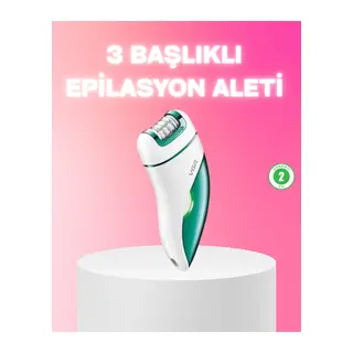 3 in 1 Epilatör Metal Başlıklı IPX5 Su Geçirmez 90 Dakika Şarjlı Epilasyon Cihazı