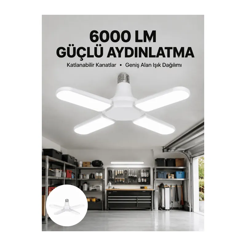 Enerji Tasarruflu LED Ampül 60 Watt 4 Kollu Beyaz Işık Yeni Nesil