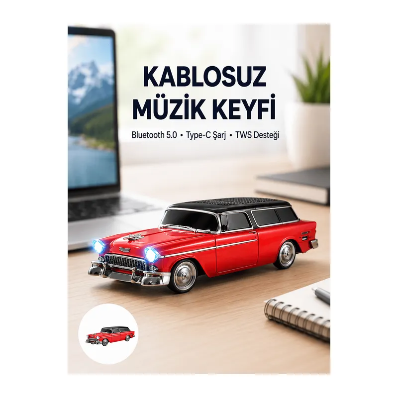 Vintage Tasarımlı LED Işıklı Bluetooth Hoparlör 10W