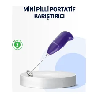 Mini Pilli Portatif Karıştırıcı – Cappuccino, Latte, Frappe ve Kahve Köpürtücü