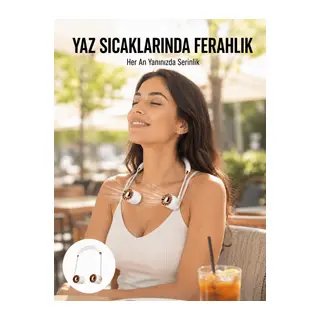 USB Şarjlı Katlanabilir Boyun Fanı | 3 Kademeli, Sessiz ve Taşınabilir Tasarım Yeni Nesil
