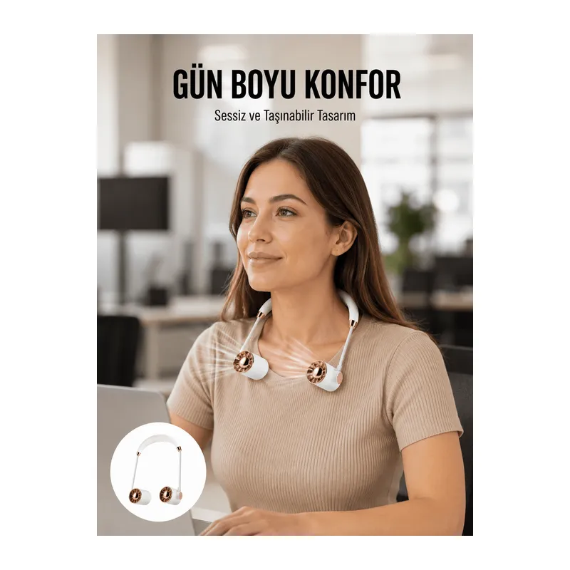 Katlanabilir Asılabilir Fan | USB Şarjlı, 3 Vitesli Sessiz Mini Fan Yeni Nesil