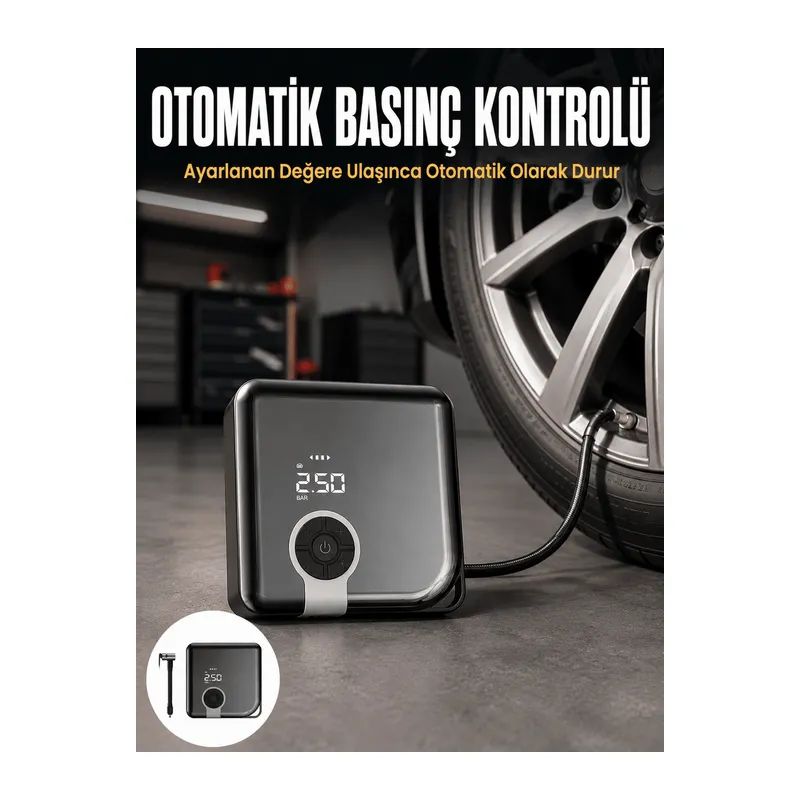 Kompakt Tasarımlı LED Işıklı Taşınabilir Diyafram Tip Kompresör Yeni Nesil