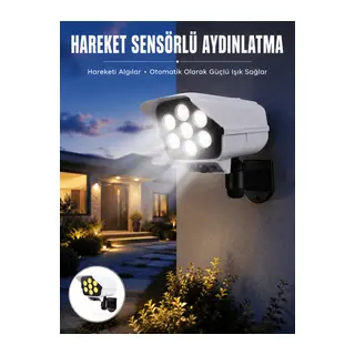 Solar Bahçe Aydınlatması Hareket Sensörlü Uzaktan Kumandalı Kamera Görünümlü Yeni Nesil
