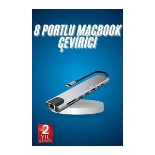 8 Port Çoklayıcı Macbook Ile Uyumlu Çoğaltıcı Type-C dönüştürücü TF SD kart