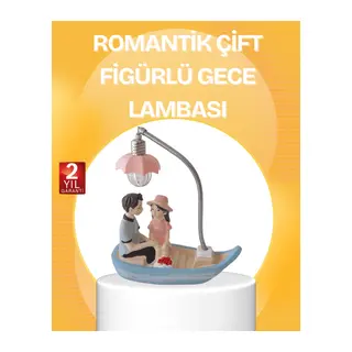 Romantik Çift Figürlü Gece Lambası Sandal Model Sevgiliye Özel Hediye
