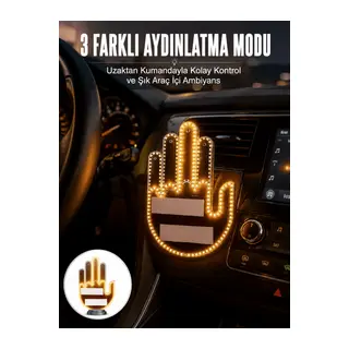 Uzaktan Kumandalı El Orta Parmak Led Araç Camına Özel Yeni Nesil