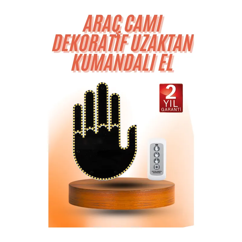 Kumandalı El Led Araba İçi 4 Farklı Mod El Orta Parmak Led