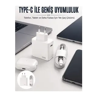 Type-C 120W Şarj Aleti Hızlı Şarj Turbo Yeni Nesil
