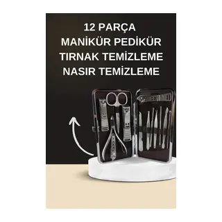 Elektrikli Manikür Pedikür Seti İkili Set 12 Parça Tırnak Bakımı Törpü Protez Çıkarma