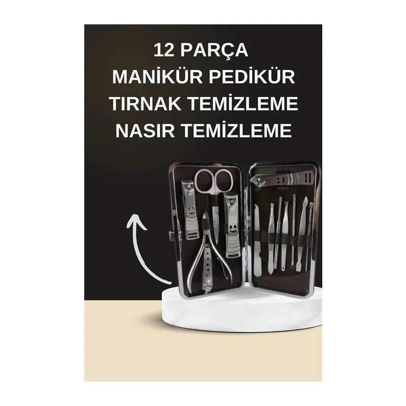 Elektrikli Manikür Pedikür Seti İkili Set 12 Parça Tırnak Bakımı Törpü Protez Çıkarma