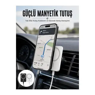 Kablosuz Şarj Aleti Magsafe Araç Içi Manyetik Şarj 15W İOS Uyumlu Yeni Nesil