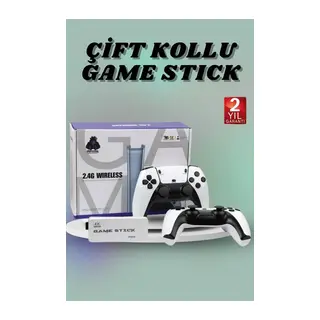 Çift Oyun Kollu 4K HD Ekran Nostaljik 20.000 Oyunlu Beyaz Game Stick