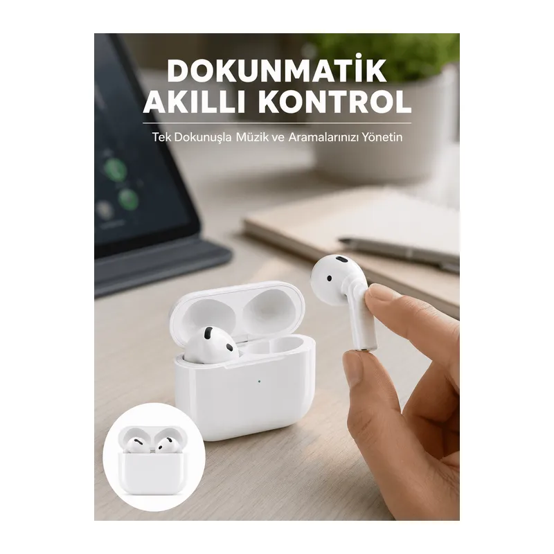 Kaliteli Ucuz İOS ve Android Uyumlu TWS Bluetooth Kulaklık ANC Özelliği Yeni Nesil