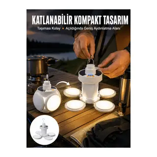 Katlanabilir Taşınabilir Kamp Lambası Işıldak Beyaz Işık Güneş Enerjili Solar Aydınlatma Yeni Nesil