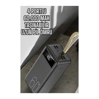 Powerbank 60.000 MAH Dijital Göstergeli 4 Portlu Taşınabilir